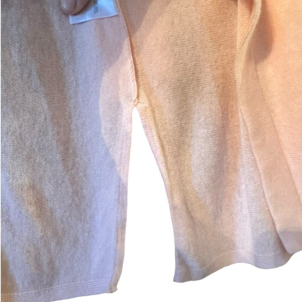 J. Jill Soft Pink Linen Blend Open Front Longline Cardigan with Fringe Cuffs L - Picture 4 of 9